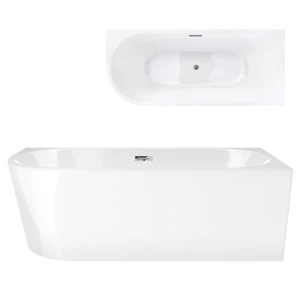 Wanna Przyścienna narożna Corsan INTERO prawa 160 x 75  Korek klik-klak Chrom 