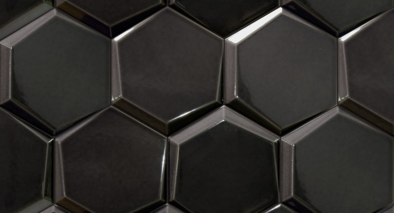 Płytki hexagonalne Dekus Cuna Negro Brillo 17x15 25391