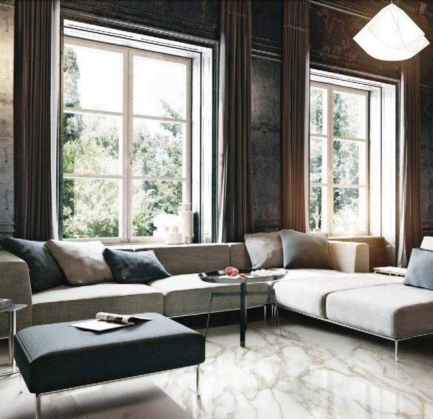 Płytki podłogowe marmur biały ze złotą żyłą Florim Rex Etoile de Rex Étoile Creme Gloss 120x120 96137