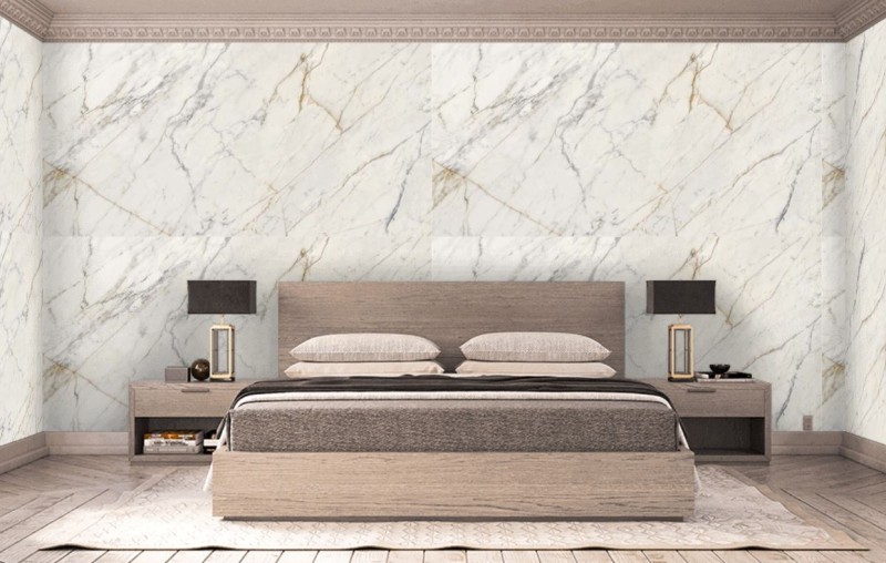 Spiek kwarcowy wielkoformatowy marmur biały ze złotą żyłą Marazzi Grande Marble Look Golden White Matt 120x240 36909