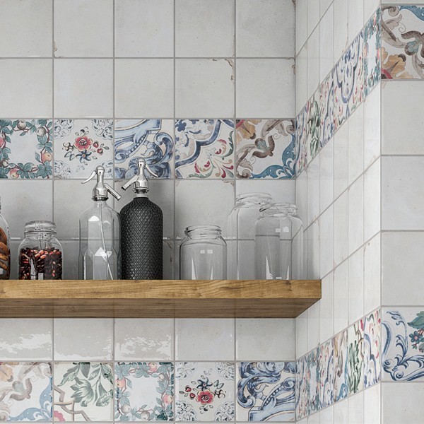 Glazura imitująca postarzaną płytke do łazienki w stulu prowans Decus Antic Decor 15x15 dm 18114