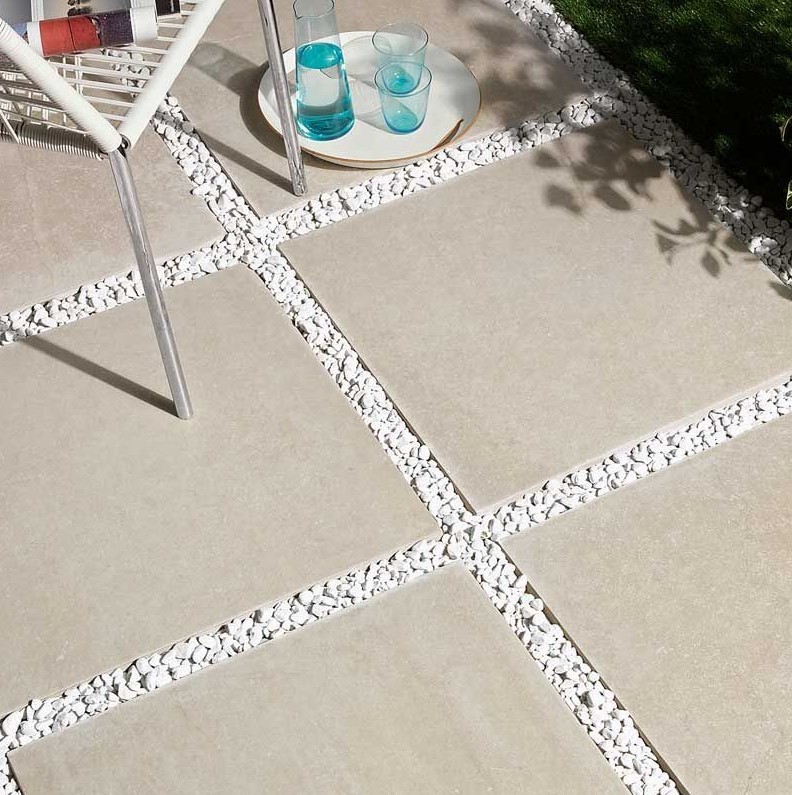 Płytki podłogowe imituące kamień beżowe matowe Sintesi Poseidon beige rett 60,0x60 x9 cp 14088