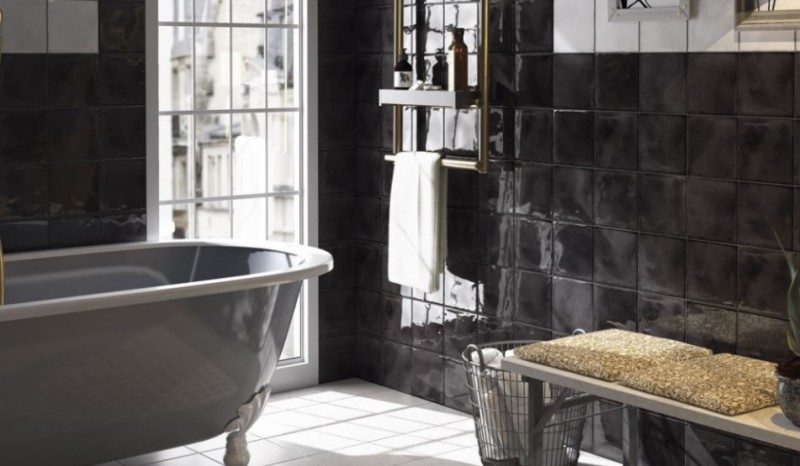 Płytki ścienne czarne kwadrat w połysku Equipe Splendours Black 15x15 22508
