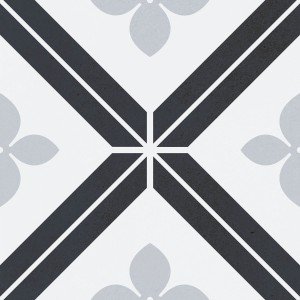 Gres czarno-biale kratka Mayolika Absolut Decor Fleur 20x20
