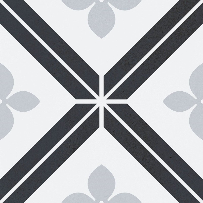 Gres czarno-biale kratka Mayolika Absolut Decor Fleur 20x20 80868