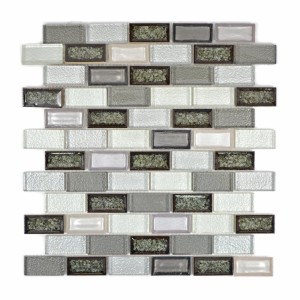 Mozaika mix cegiełka mały prostokąt szaro - czarna perl Metropol MM 0620 30,0 x 30,0