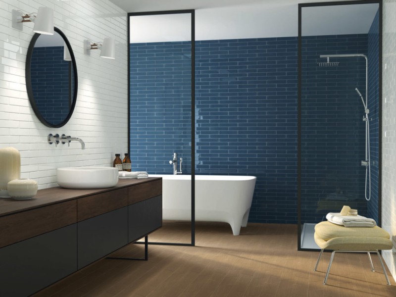 Płytki-cegiełki granatowe z nierówną strukturą Equipe Artisan Colonial Blue 6,5x20 ir 99112
