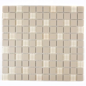 Mozaika mix gres szkło szary beżowy mały kwadrat Metropol MM 0864 32,6 x 30,0