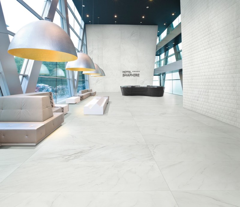 Płytki imitujące marmur jasne matowe Keraben Evoque Blanco Mate 30x90 tr 14458
