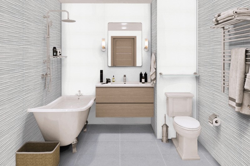Płytki szare fale beton Porcelanosa Dover Modern Line Caliza P34707601 33,3x100 15087