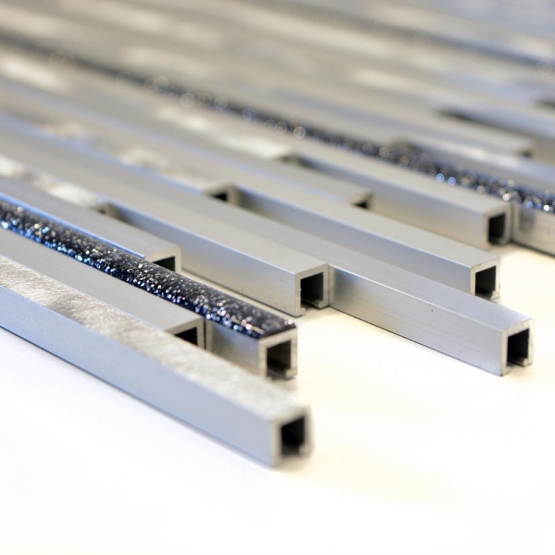 Mozaika aluminiowa szrebrna czarny brokat paseczki Metropol MM 0751 27,2x 30,2 103054