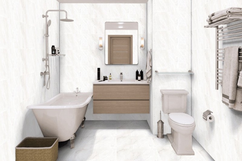 Płytki biały marmur beżowe żyłe połysk Venis Bianco Carrara 59,6x59,6 23596