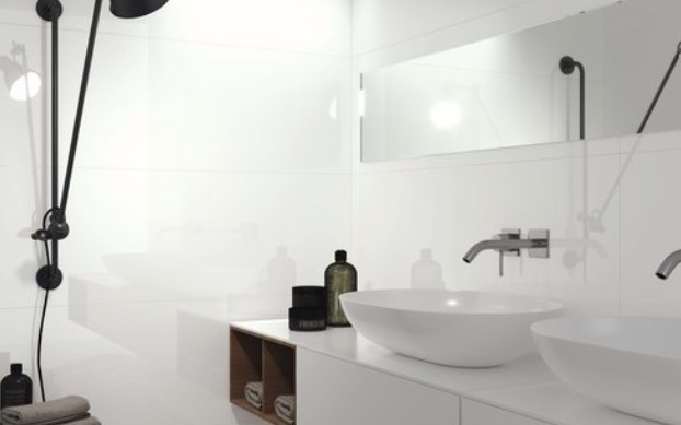 Płytki ścienne białe monokolor połysk APE Silk Oh Yeah White 40x120 tr 12886