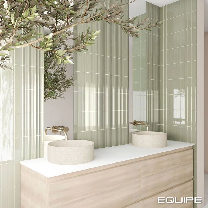 Equipe Costa Nova Onda Tansy Green 5x20 płytki cegiełki dekoracyjne 3D 127276