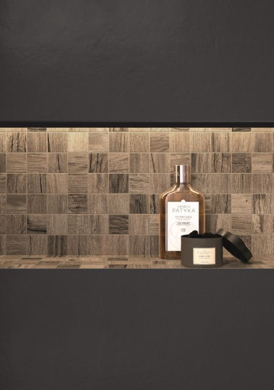 Gres dwrocowy kwadrat rustykalny sęki drewno parkiet brąz Flaviker Nordik Wood PF60005047 Mansion Gold Brown 60x60 77813