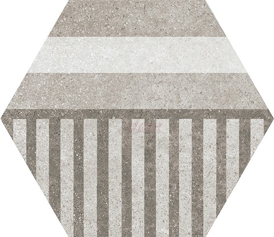 Płytki do salonu heksagon patchwork wzorzysty Equipe Hexatile Cement Geo grey 17.5X20 9182