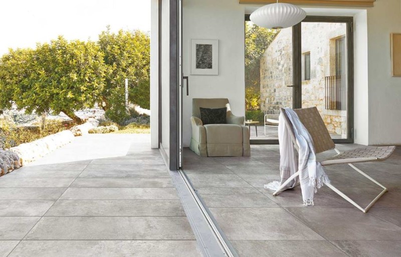 Gres podłogowy lekki połysk szary biały kamień Rex La Roche Grey Smooth 80 x 80 32050
