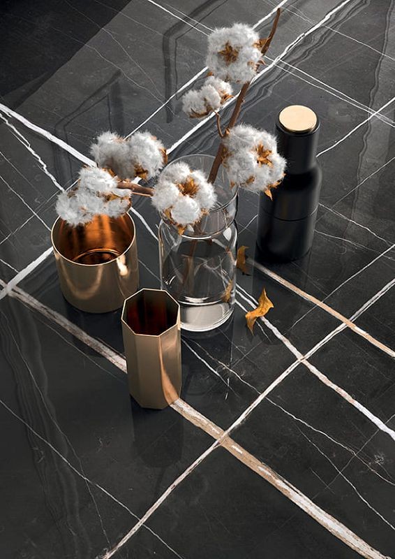 Fondovalle Infinito 2.0 Sahara Noir Glossy 120x120 płytki gresowe imitujące czarny marmur 105999