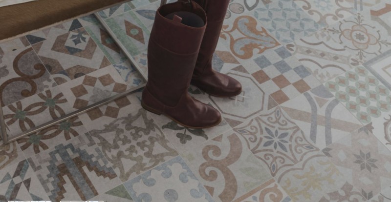 Płytki gres patchwork geometria beż grafit Porcelanosa Barcelona D 59,6X59,6 64168