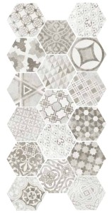 Gresy heksagonalne wzorzystę bez EQUIPE HEXATILE CEMENT GARDEN GREY 17.5X20