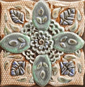 Dekor na kominek zielony kwiat Mainzu Mandala Centro 20X20