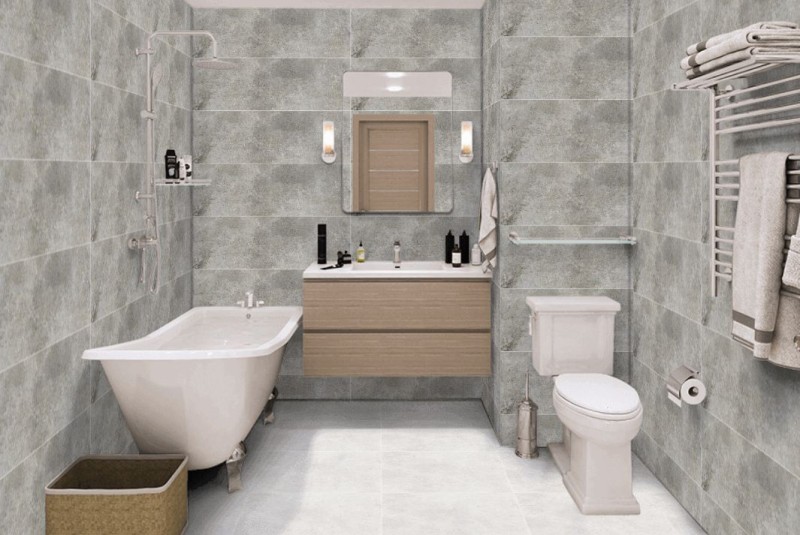 Płytki ścienne szare przetarte betonVenis Boulevard Grey 33,3x100 amb-35644
