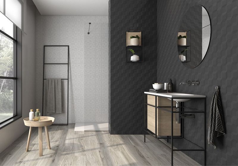 Saloni Brilliant Sector Negro Rett. 30x90 HFE310 płytki dekoracyjne ścienne perłowe 150716