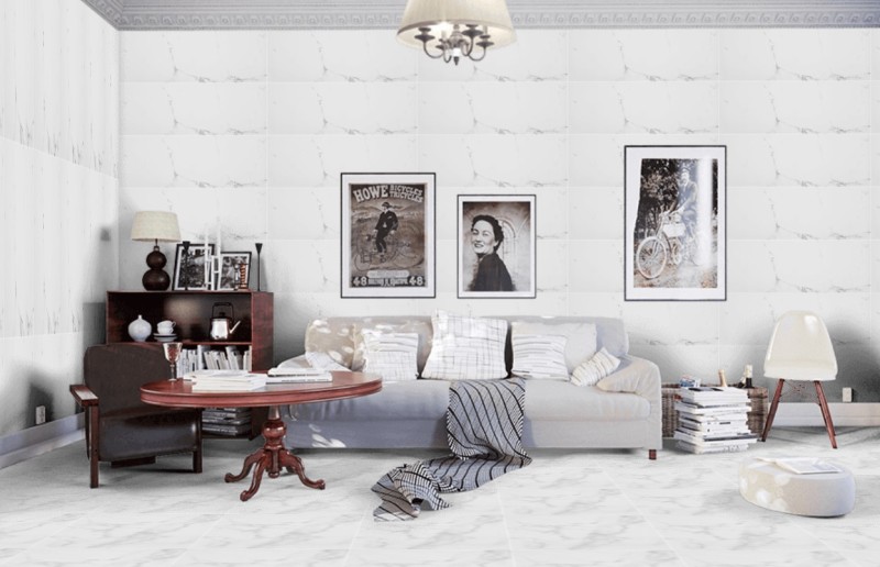 Płytki ścienne łazienka marmur biały cięka szara żyła Porcelanosa Marmol Carrara blanco 45x120 15380