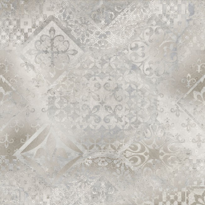 Płytki wzorzyste szaro-beżowe Absolut Keramika Ellesmere Decor Lappato 60x60 68188