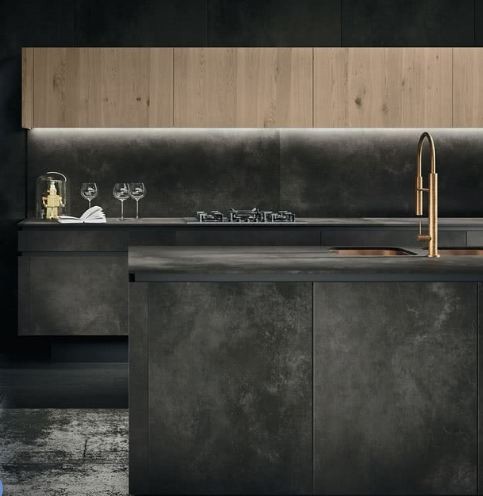 Płytki wielkoformatowe metalizowane Laminam Ossido Nero 5+ 100x300 48790