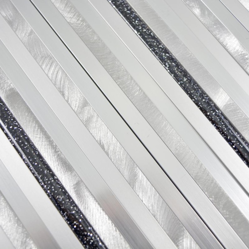 Mozaika aluminiowa szrebrna czarny brokat paseczki Metropol MM 0751 27,2x 30,2 103055