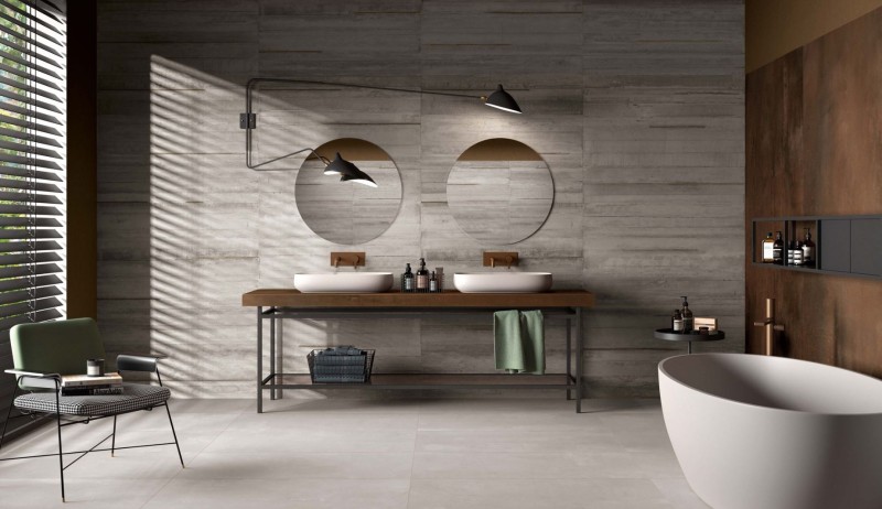 Płytka podłogowa salon beton jasno szary przetarty ABK Lab325 Metal Ash Ret 2675 60x120 87469