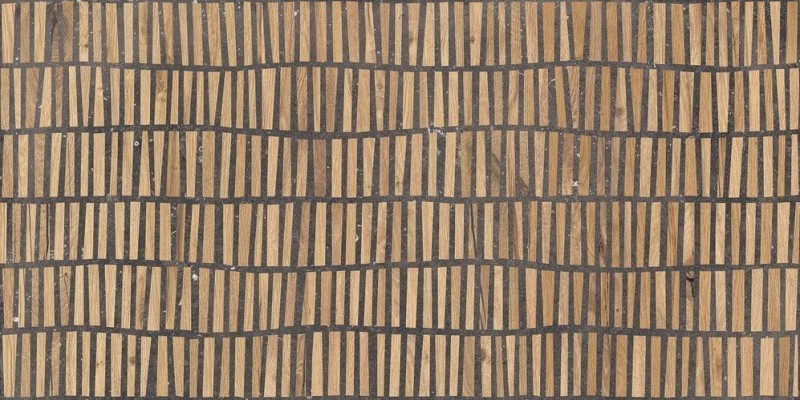 Płytka podlogowa-ścienna imitująca drewnianą mozaike beżowa Flaviker Nordik Stone Domino Black mat 60x120 tr 85720