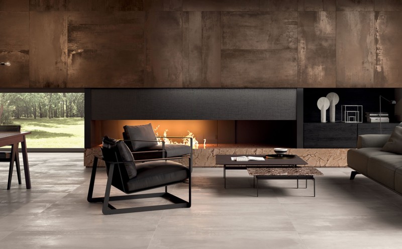 Płytki gresowe miedż metal beton brąz ABK Interno 9 Rust mat 60x120 11134
