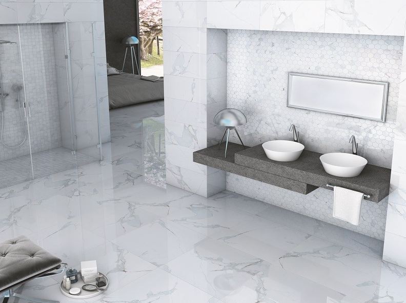 Marmur biały szraro-beżowa żyła Intermatex Domus Bianco 60x60 crt,jc 44786