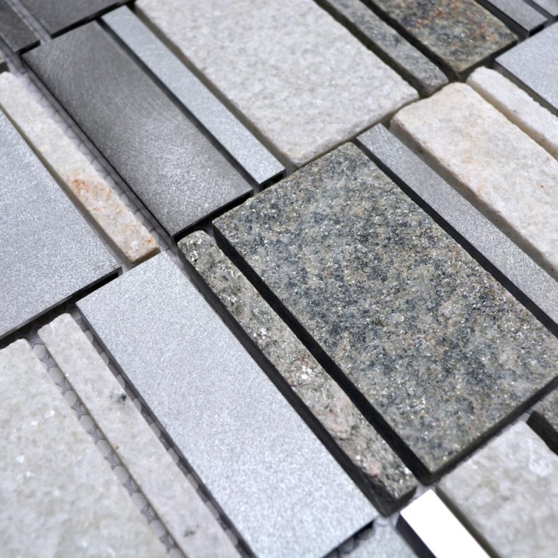 Mozaika mix prostokątna szara metal kamień Metropol MM 0201 29,8 x 29,4 102179