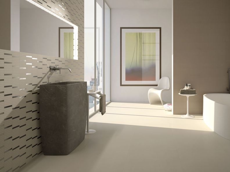 Plytki kamień beż struktura satyn Casalgrande Padana Architecture White Gloss 45x90 38873