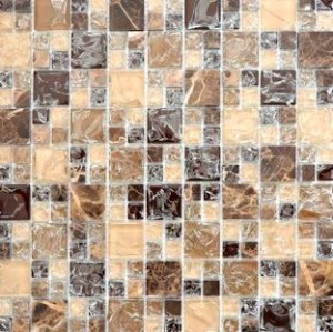 Mozaika mix szkło kamień beż brąz małe duże kwadratyki Metropol MM 1280 30,5 x 30,5
