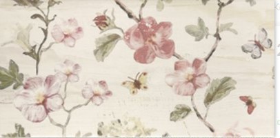 Płytki łazienkowe jasne beżowe z motywem kwiatowym Mainzu Butterfly deco 2 15x30 51759