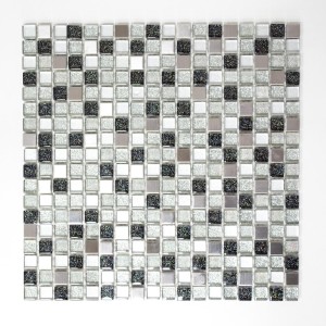 Mozaika mix szara czarna metal kamień szkło kwadratowa Metropol MM 0126 30,5 x 32,2