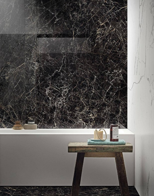 Płytki-spieki imitujące ciemno-brązowy marmur połysk Marazzi Grande Marble Look S. Laurent Lux M0GA 120x240 16417