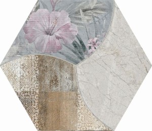 ITT Hexa Mystic Pearl Matt 23x27 płytka heksagonalna motyw kwiatowy
