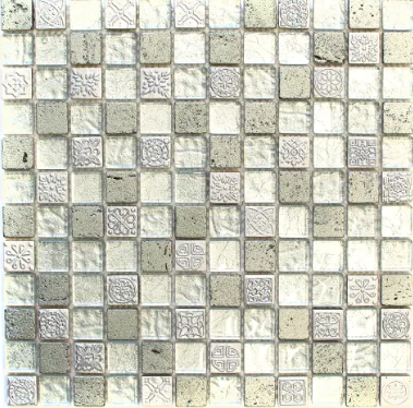 Mozaika mix kamień szkło srebrny mały kwadrat ze wzorem Metropol MM 0339 30,0 x 30,0 79722