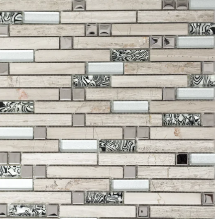 Mozaika mix prostokątna szara beżowa szkło kamień Metropol MM 0149 30,0 x 30,0 74209