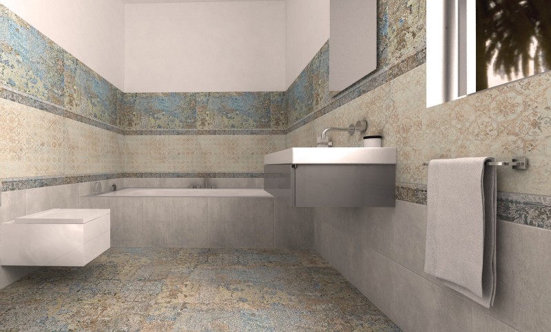 Promocja!!! Płytki patchworkowe gresowe niebieskie beż szare Aparici Carpet Vestige 59,2x59,2 11269