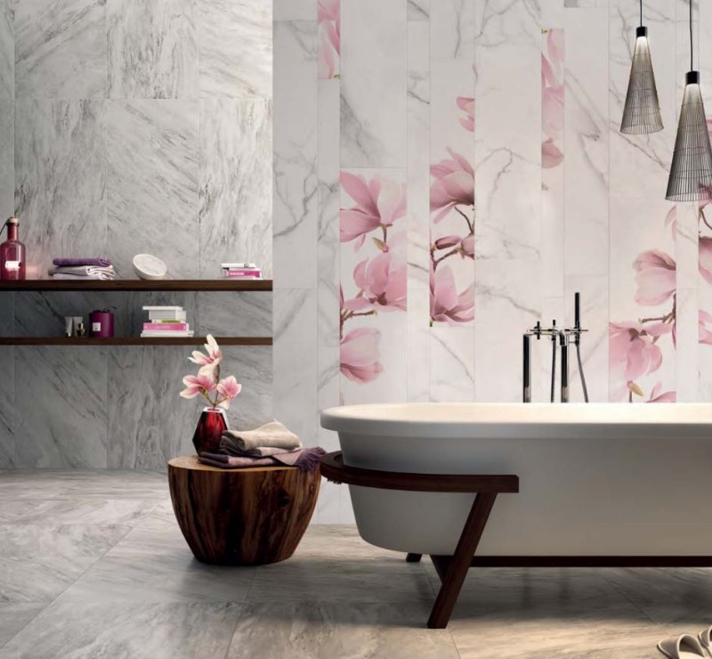 Płytki marmur białe z delikatną szaro- czarną żyłą Flaviker Supreme Statuario Royal Anticato SP6110P 60x120 tr 36550