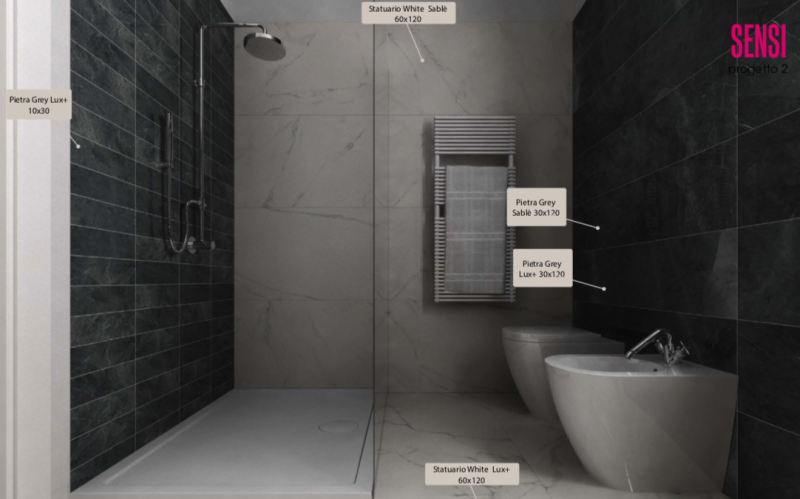 Płytki marmur grafitowy z cięka biała źyła Abk Sensi Pietra Grey Lux 60x120 86257