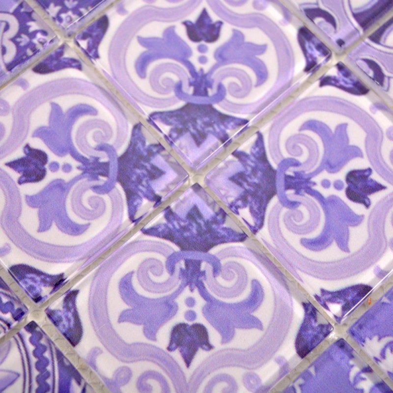 Mozaika szkło patchwork biała fioletowa Metropol MM 0568 30,0x 30,0 103459