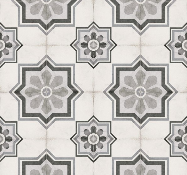 Gresy małe w kwadracie z grafitowym wzorem szare Equipe Art Nouveau Capitol Grey 20x20 41579