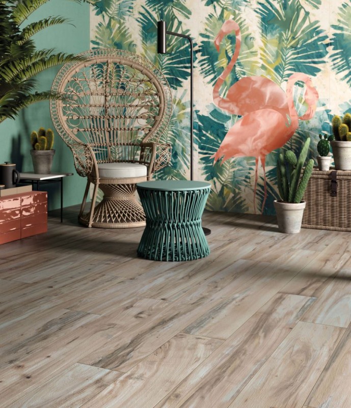 Płytka podłogowa drewno beżowa salon ABK Nest Beige 20x170 86905